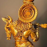 Aakrati Lightweight Brass Krishna Idol | Perfect for Spiritual Decor | Premium Brass Krishna Murti ( Yellow, 15.7 inch)