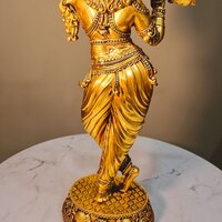 Aakrati Lightweight Brass Krishna Idol | Perfect for Spiritual Decor | Premium Brass Krishna Murti ( Yellow, 15.7 inch)