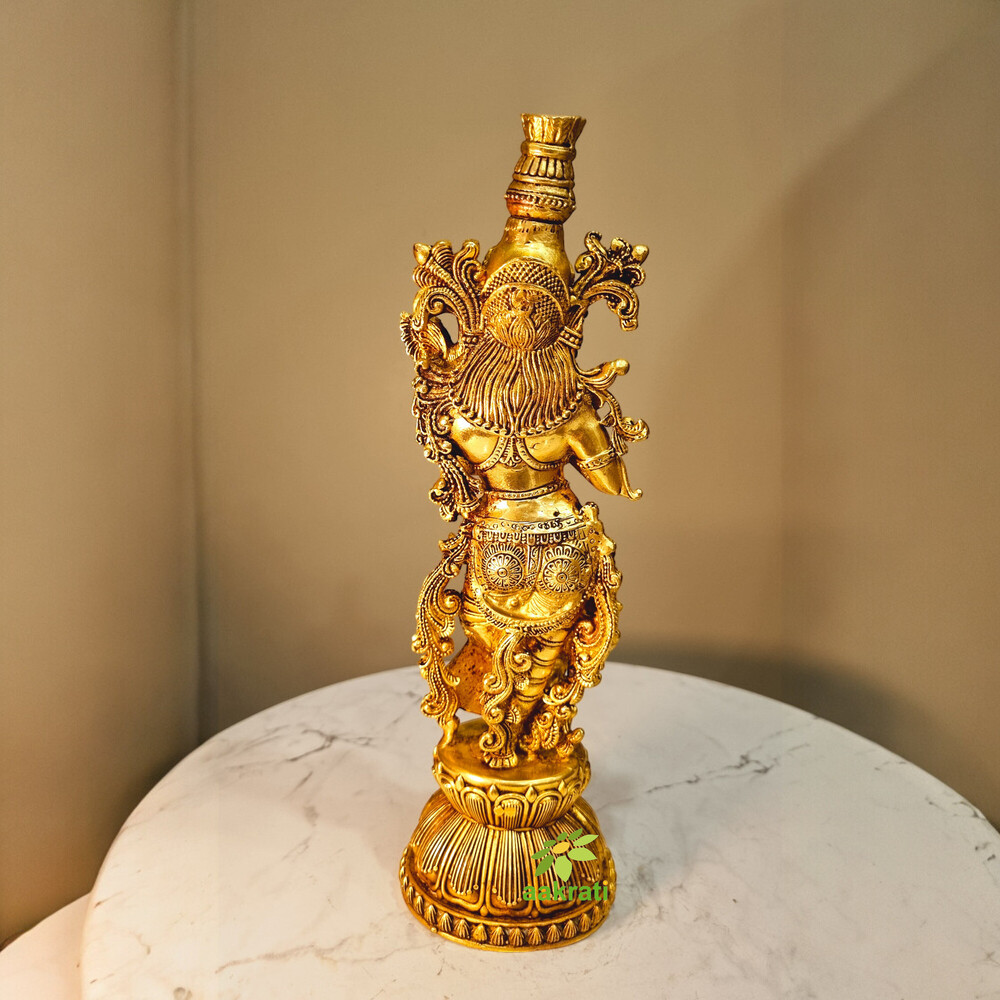 Aakrati Elegant Brass Radha Murti | Perfect For Spiritual Spaces | Lightweight Brass Radha Idol ( Yellow, 11 Inch)