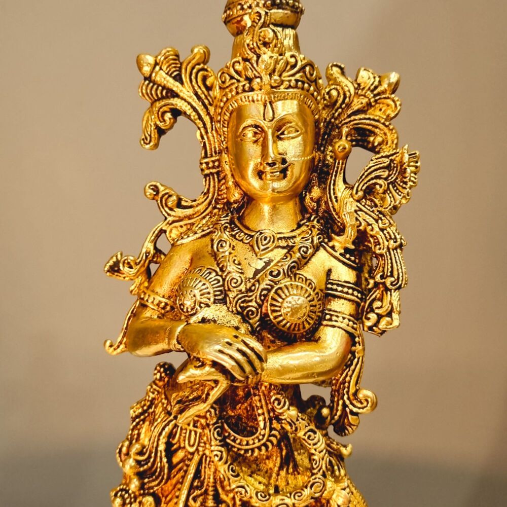 Aakrati Elegant Brass Radha Murti | Perfect For Spiritual Spaces | Lightweight Brass Radha Idol ( Yellow, 11 Inch)