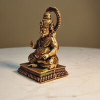 Premium Brass Kuber Idol | Decorative Idol for Bringing Wealth and Good Fortune | Handcrafted Brass Kuber Murti ( Yellow, 3 inch)