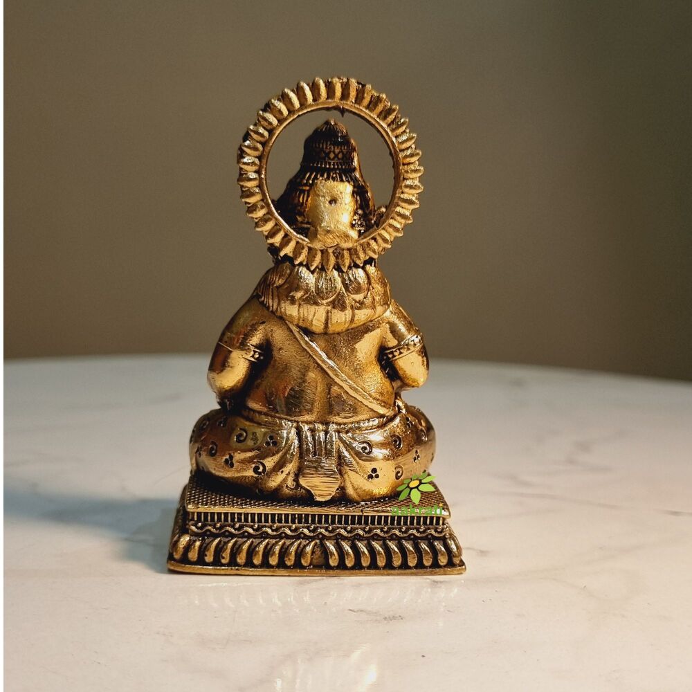 Premium Brass Kuber Idol | Decorative Idol for Bringing Wealth and Good Fortune | Handcrafted Brass Kuber Murti ( Yellow, 3 inch)