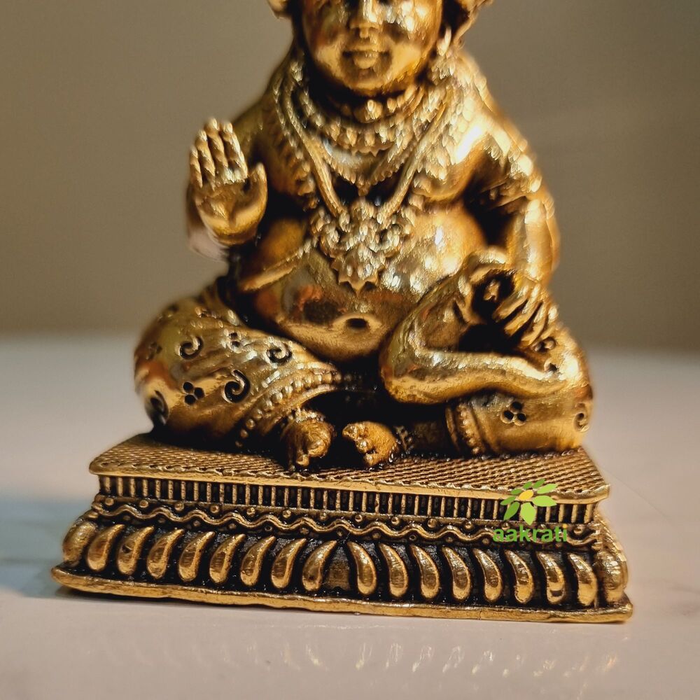 Premium Brass Kuber Idol | Decorative Idol for Bringing Wealth and Good Fortune | Handcrafted Brass Kuber Murti ( Yellow, 3 inch)