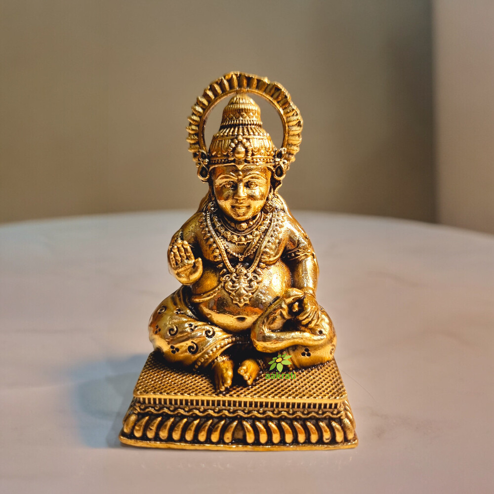 Elegant Brass Kuber Idol | The Symbol Of Wealth For Your Home | Brass Lord Kuber Statue ( Yellow, 2 Inch)