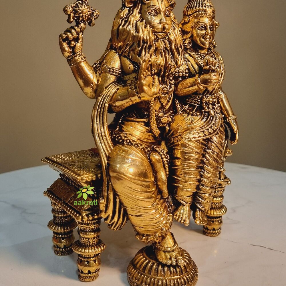 Aakrati Brass Narsimha Murti | Fierce Protector for Spiritual Peace | Divine Brass Narsimha Statue ( Yellow, 7 inch)