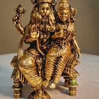 Aakrati Brass Narsimha Idol | Bless Your Temple with Divine Might | Brass Narsimha Murti ( Yellow, 5.3 inch)