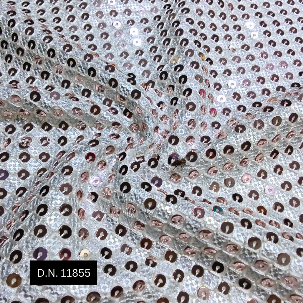 Premium Embroidered Allover 4 Sequins Georgette Fabric for Couture Designs