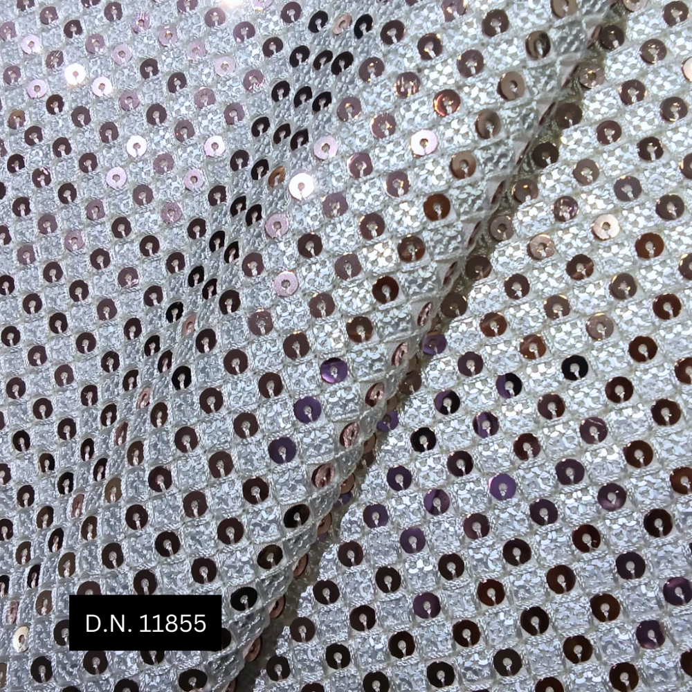Premium Embroidered Allover 4 Sequins Georgette Fabric For Couture Designs