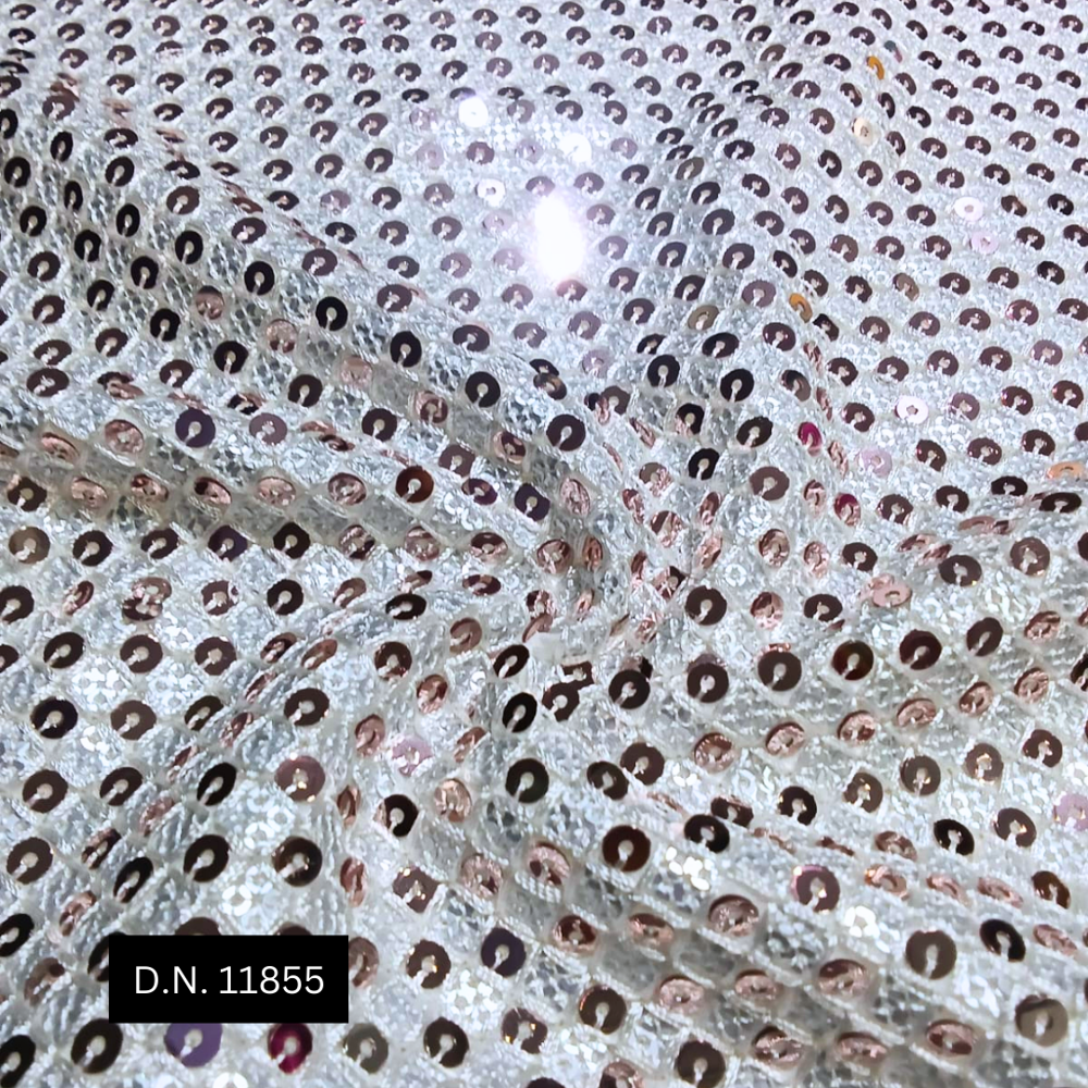 Premium Embroidered Allover 4 Sequins Georgette Fabric For Couture Designs