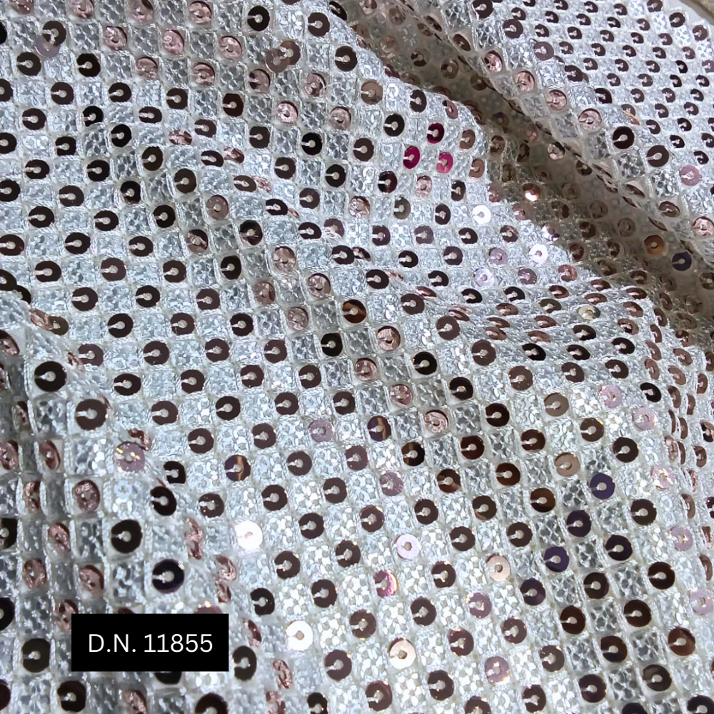 Premium Embroidered Allover 4 Sequins Georgette Fabric For Couture Designs