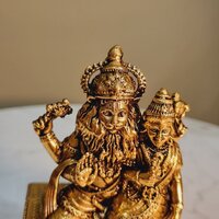 Aakrati Lord Narsimha Brass Idol | Perfect for Home Temple & Spiritual Growth | Brass Narsimha Murti ( Yellow, 4.5 inch)