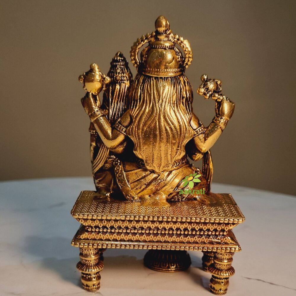 Aakrati Lord Narsimha Brass Idol | Perfect for Home Temple & Spiritual Growth | Brass Narsimha Murti ( Yellow, 4.5 inch)