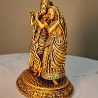 Aakrati Brass Radha Krishna Murti | Premium brass quality ( Yellow, 5.7 inch)