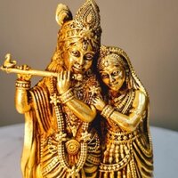 Aakrati Brass Radha Krishna Murti | Premium brass quality ( Yellow, 5.7 inch)