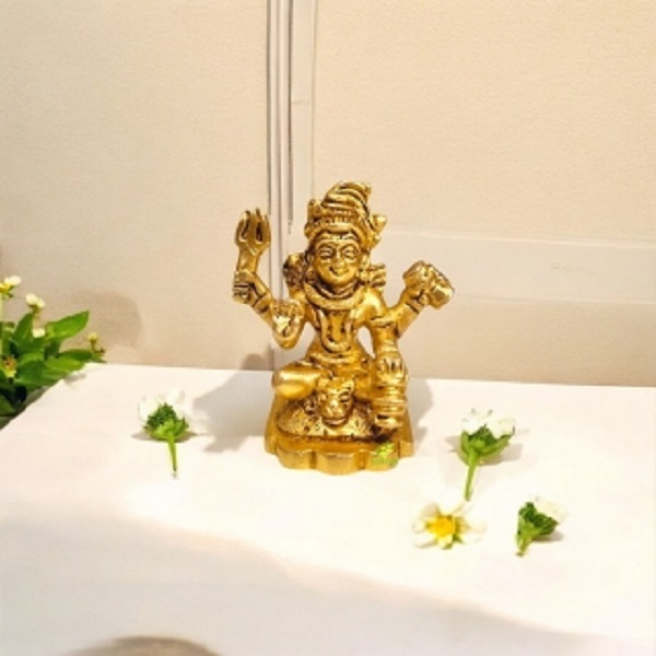 Aakrati Brass Shiva Statues |Home decoration| |Gift item| ( Yellow, 3 inch)