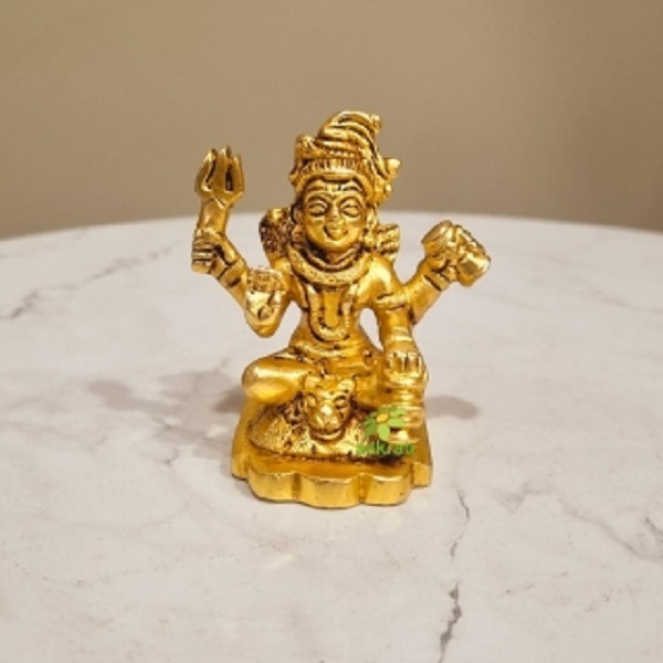 Aakrati Brass Shiva Statues |Home decoration| |Gift item| ( Yellow, 3 inch)