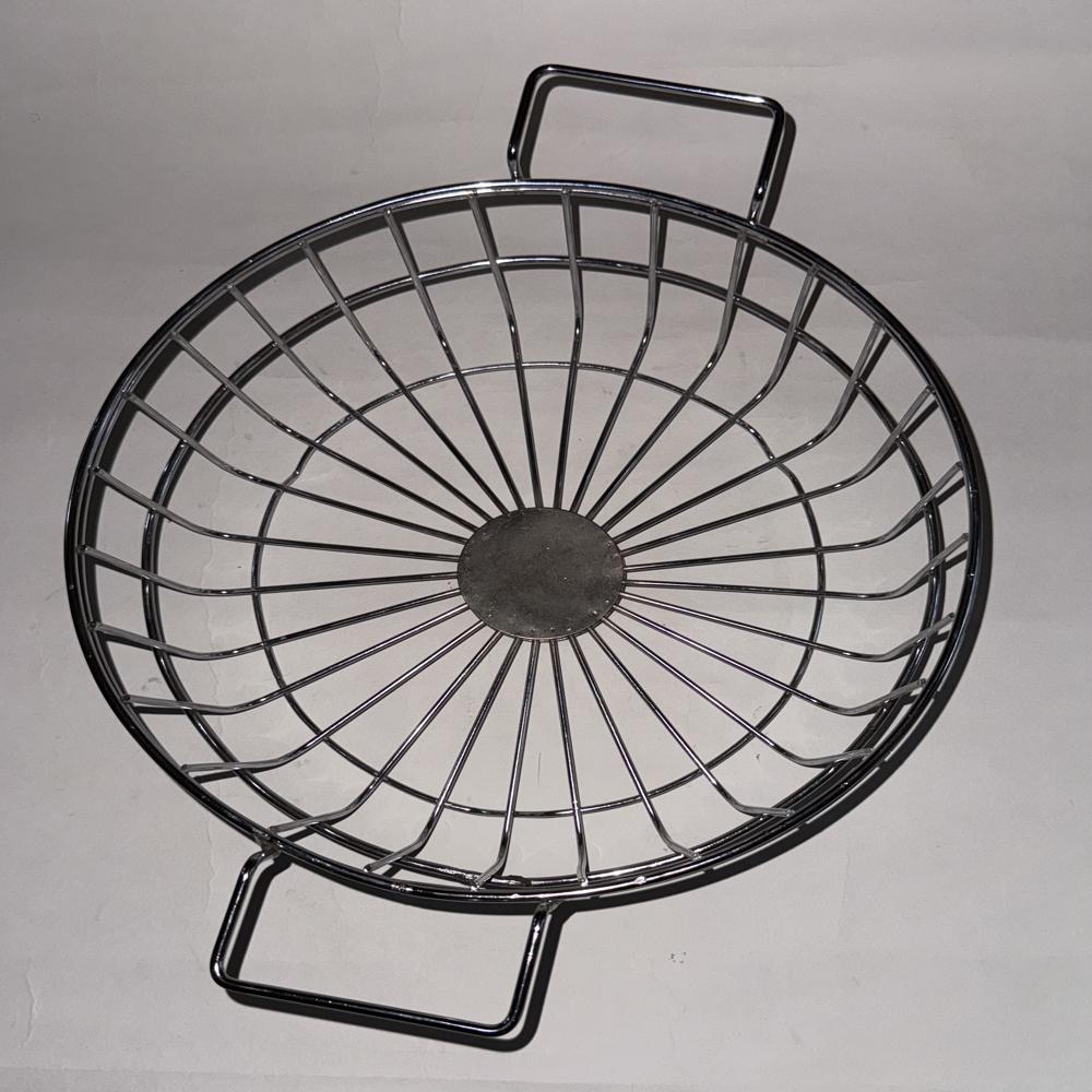 Stainless Steel Vegetable Basket - Standard Size, Silver Color | Nickel Chrome Finish, Circular Shape For Kitchen Vegetable Storage