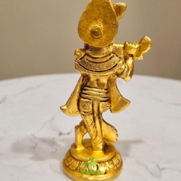 Aakrati Brass Krishna Murti | Handcrafted Divine Idol for Spiritual Home & Temple Decor ( Yellow, 4.5 inch)