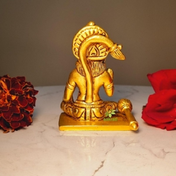 Aakrati Brass Hanuman Idol | Divine Handcrafted Hanuman Idol for Indian Homes ( Yellow, 3.4 inch)