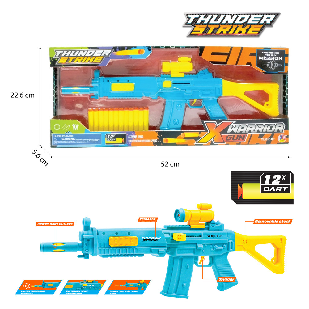 Thunder Strike Small Toy Gun with 12 Darts - Available in 4 Colors (3012)