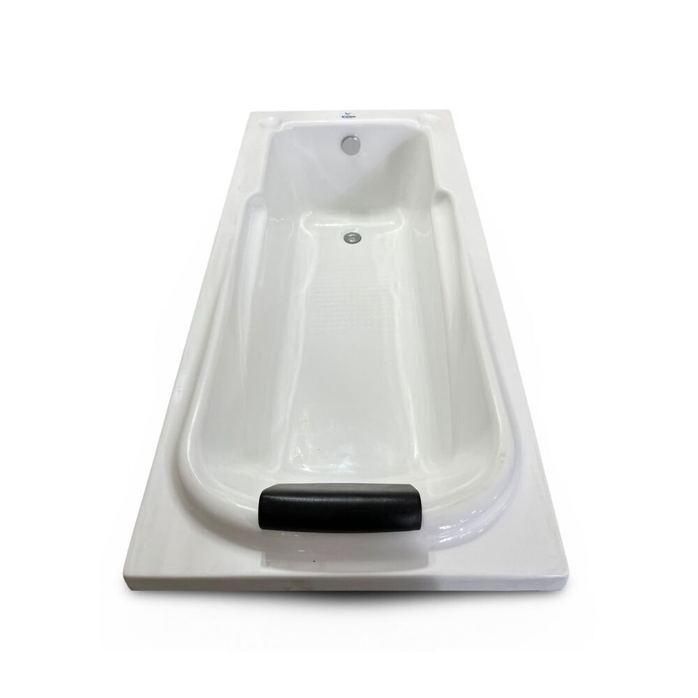 Indus Bath 5.6x2.6 Feet Fixed Plain Bathtub With A Designer Headrest, And A Brass Pop-up Waste Drainage System