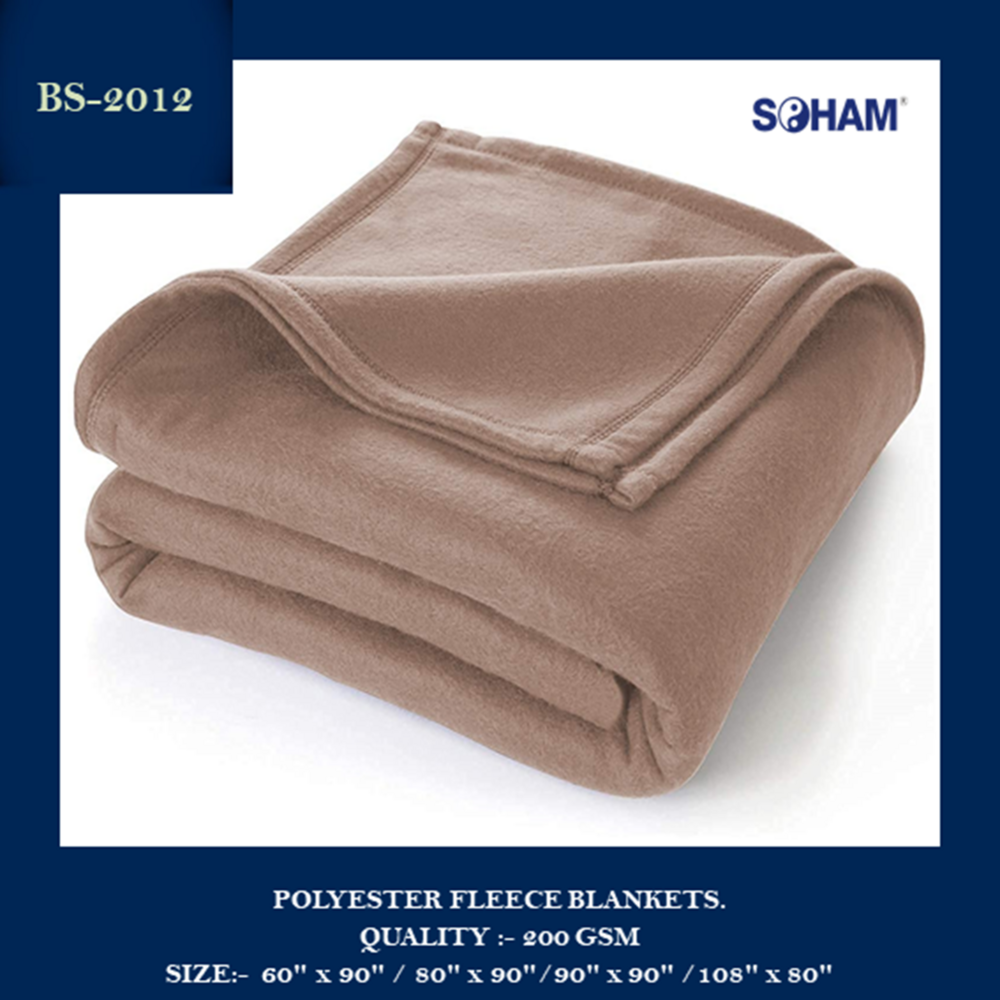 Pr-2012-soham Polyester Fleece Blankets - Polar Fleece, 90x60 Inches, Camel/navy Blue/blue/maroon | Soft, Smooth Texture, Lightweight, Hypoallergenic, Ideal For All Seasons