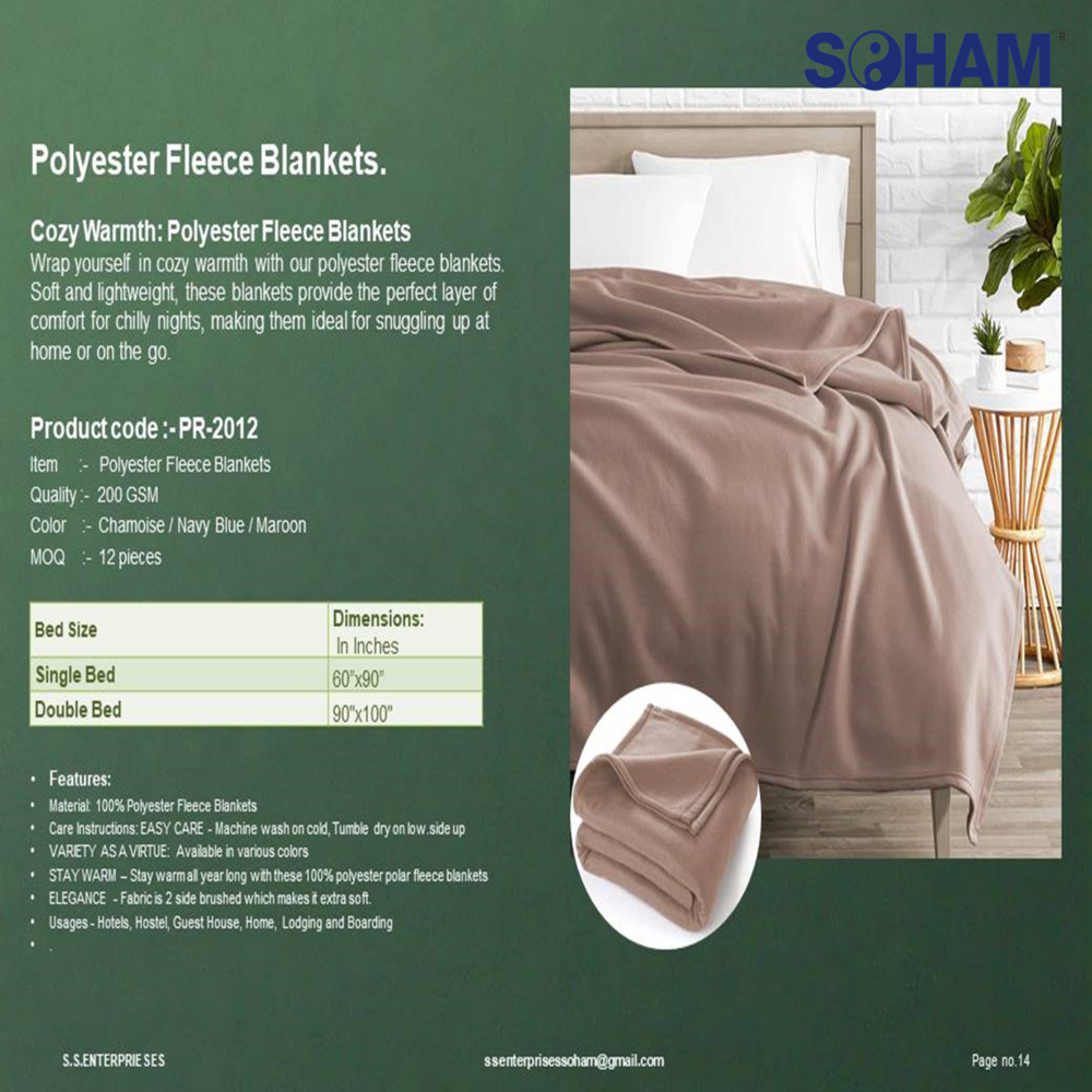 Pr-2012-soham Polyester Fleece Blankets - Polar Fleece, 90x60 Inches, Camel/navy Blue/blue/maroon | Soft, Smooth Texture, Lightweight, Hypoallergenic, Ideal For All Seasons