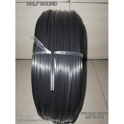 Wicker Pvc Half Round Wire (Jet Black) - Color: Black