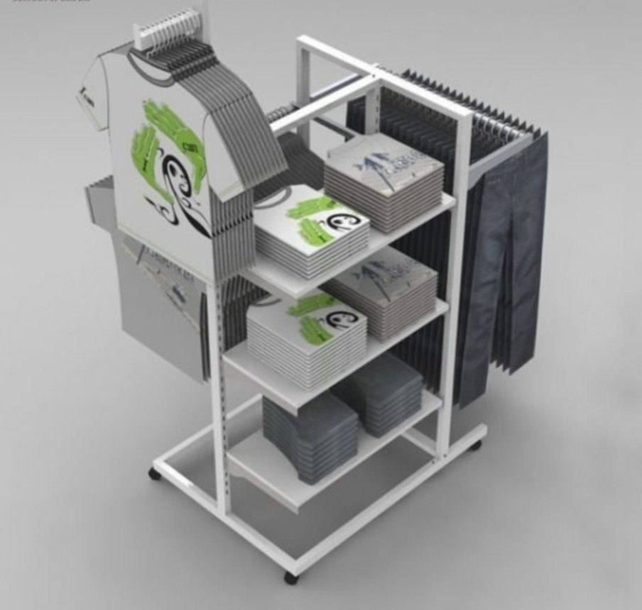 Mentos Display Stand - Metal Frame, 4-tier Design, Elegant Silver Finish | Optimized For Retail Space, Effortless Assembly, Versatile Use