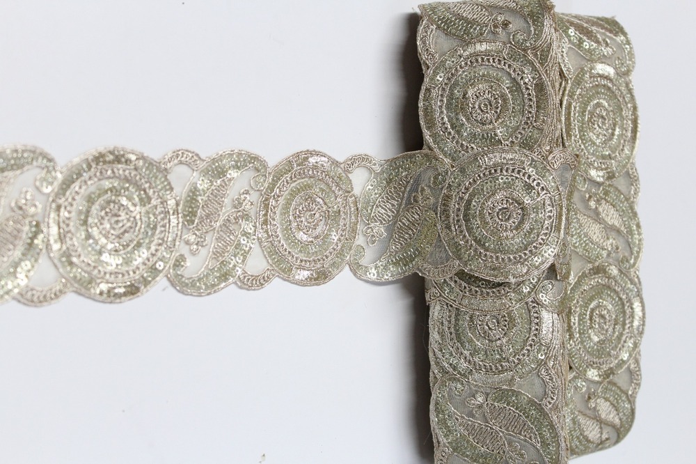 Pelmet Sequence With Coding Lace - Material: Sequins, Size: 2 Inch, Color: Pel Met | Design: Fancy Border Lace, Style: Female, Width: 2 Inch