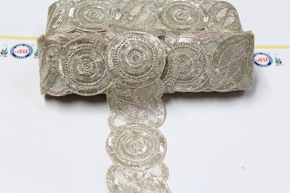 Pelmet Sequence With Coding Lace - Material: Sequins, Size: 2 Inch, Color: Pel Met | Design: Fancy Border Lace, Style: Female, Width: 2 Inch