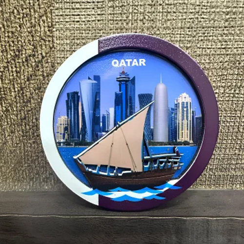 Wooden Qatar Fridge Magnet - Color: Multicolor