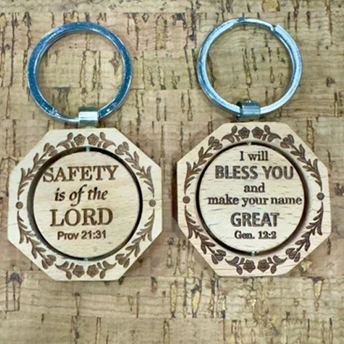 Hexagonal Wooden Gift Keychain