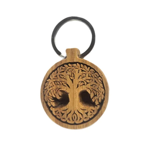 Wooden Round Keychain - Color: Brown