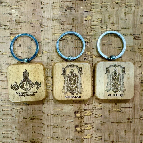 Promotional Wooden Keychain - Color: Brown