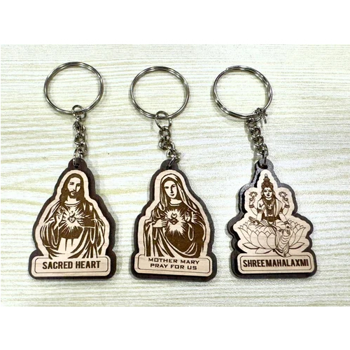 Eco Friendly Wooden God Keychain - Color: Brown