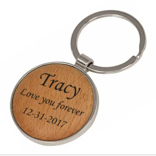 Wooden Engraved Keychain - Color: Brown