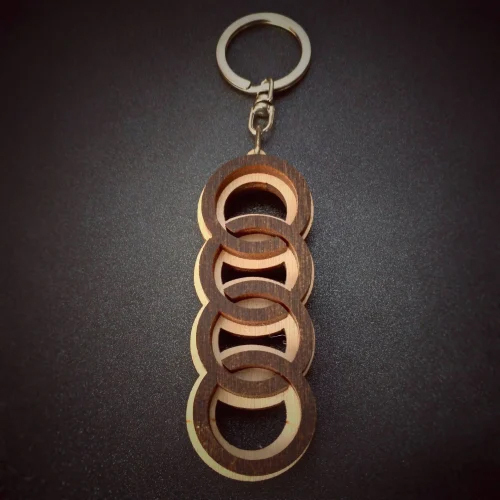 Laser Cut Wood Car Keychain - Color: Brown