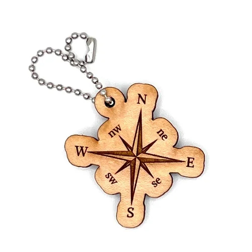 Nautical Theme Wooden Keychain - Color: Brown