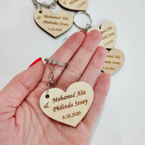 Customized Wooden Keychain - High-Quality Wood, Sleek Brown Color with Chrome Plating | Modern Arts Design, Personalization for Unique Gifting