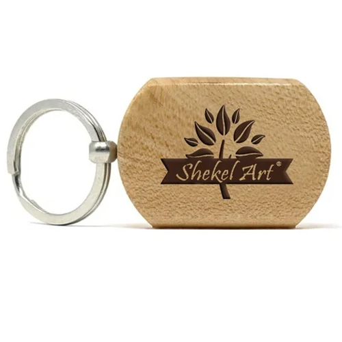 Rustic Wooden Keychain - Color: Brown