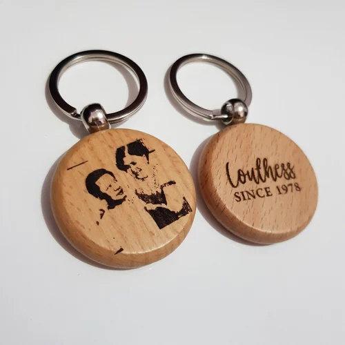 Wooden Engraved Keychain - Color: Brown