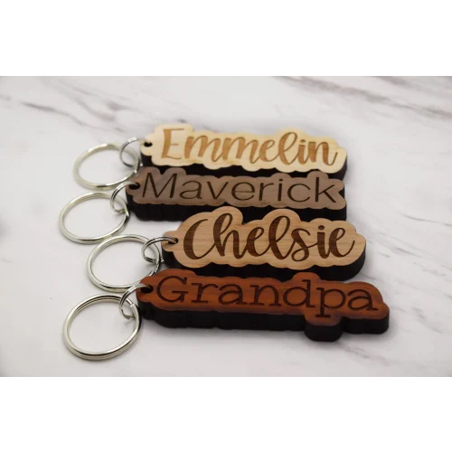 Wooden Engraved Regular Keychain - Color: Brown