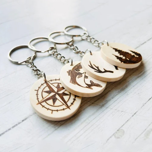 Wooden Round Sand Art Keychain