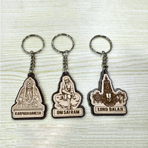 Brown And Black Wooden Keychain