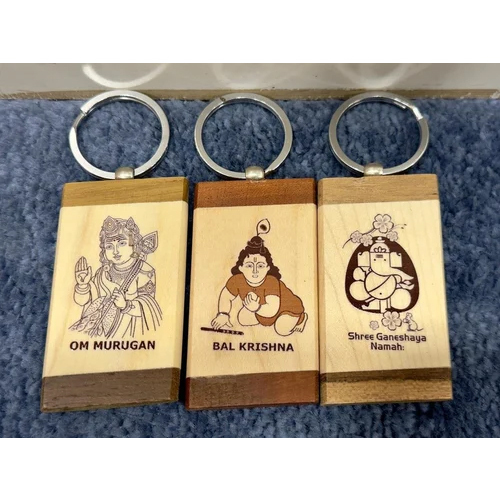 0.9 Mm Promotional Wooden Keychain - Color: Brown