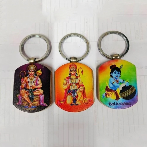 Promotional God Print Wooden Keychain - Color: Yellow(Base)