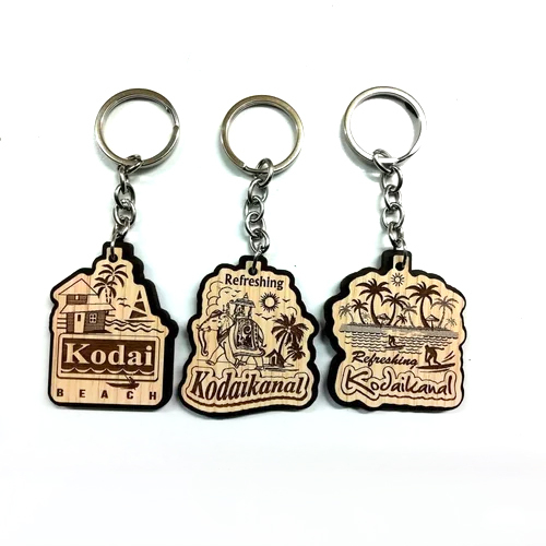 Kodaikanal Wooden Keychain - Color: Brown