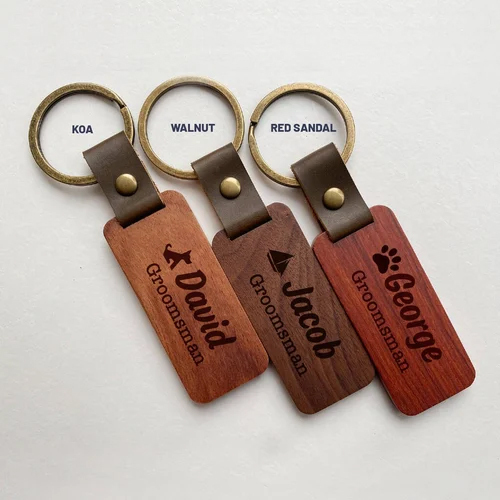 Printed Wooden Keychain - Color: Brown