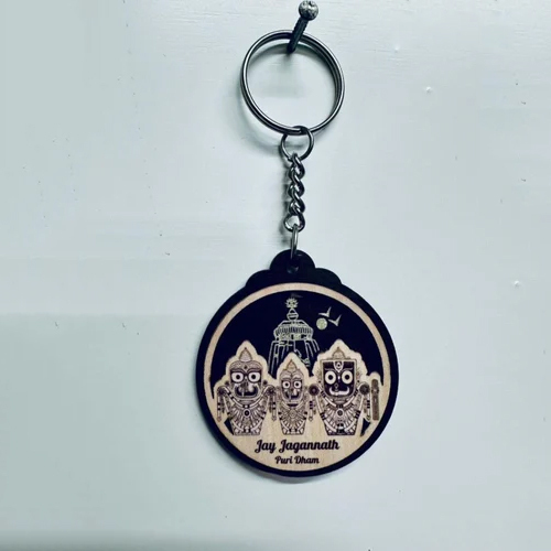 Wooden Jagannath Idol Keychain - Color: Black